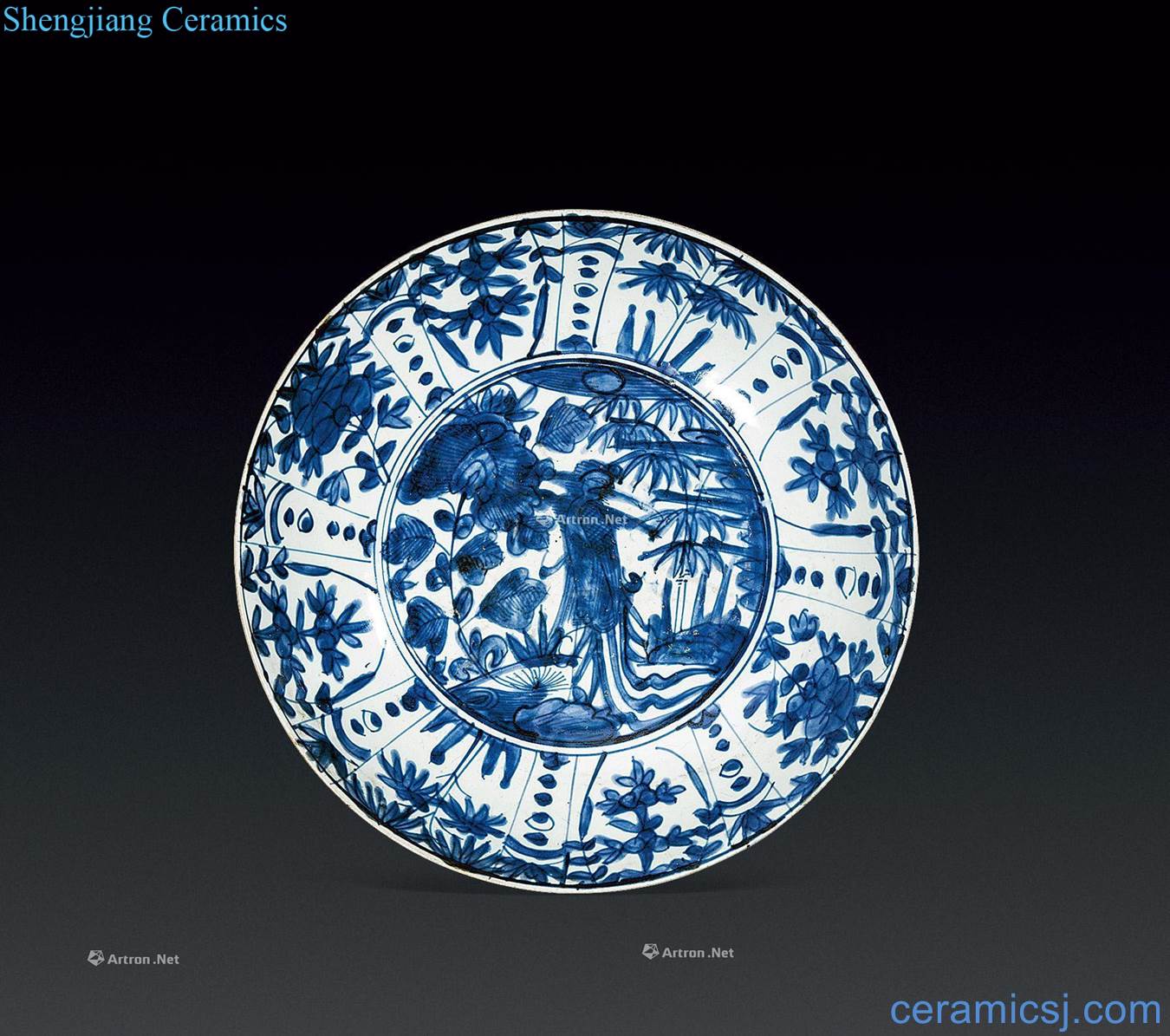 Ming Blue and white flower on grain porcelain