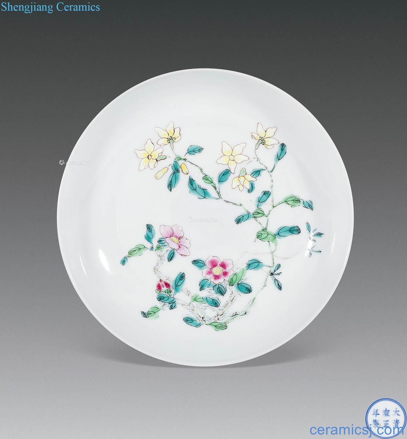 Yong zheng famille rose flower pattern plate