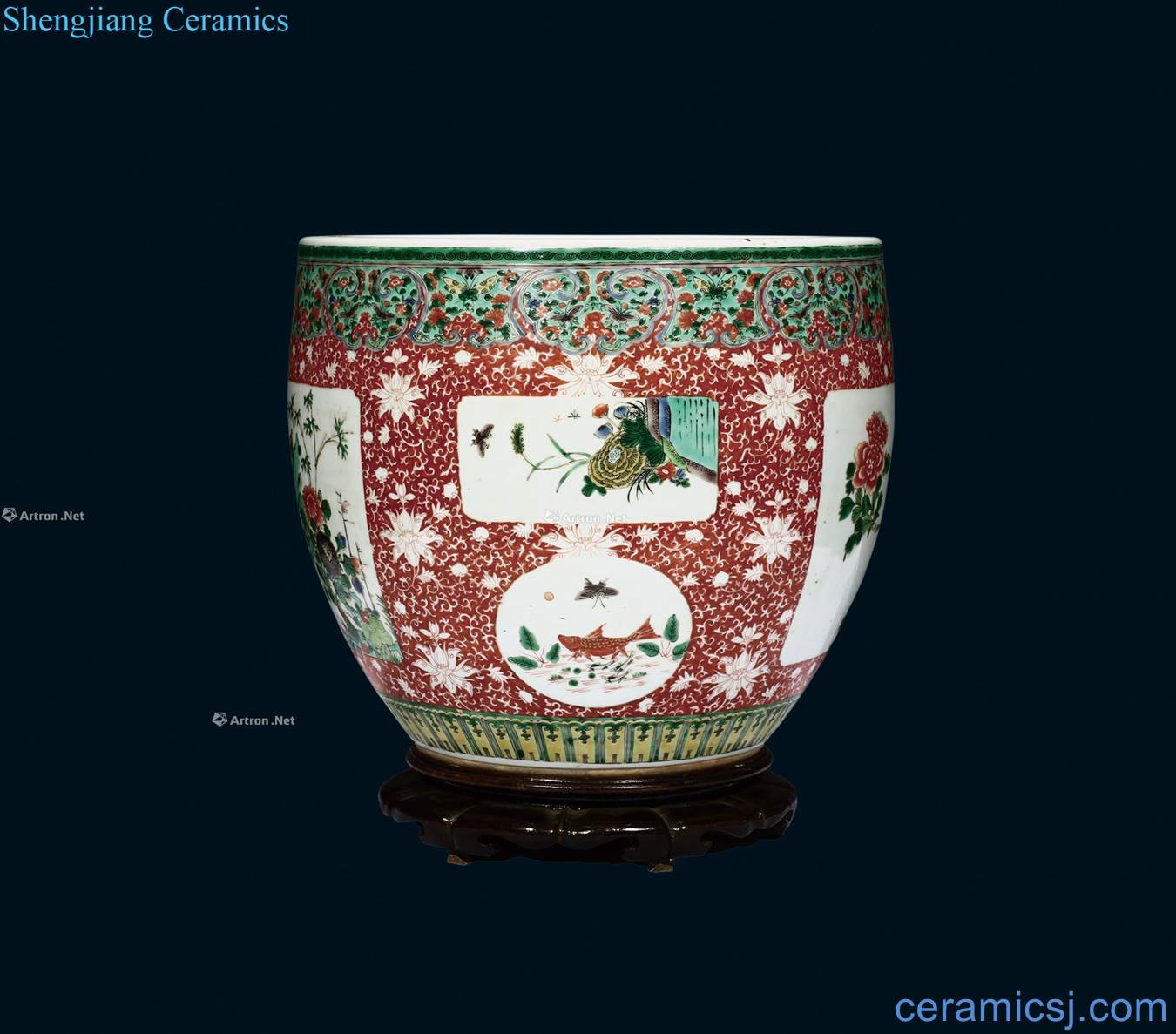 The qing emperor kangxi medallion flower-and-bird lines cylinder