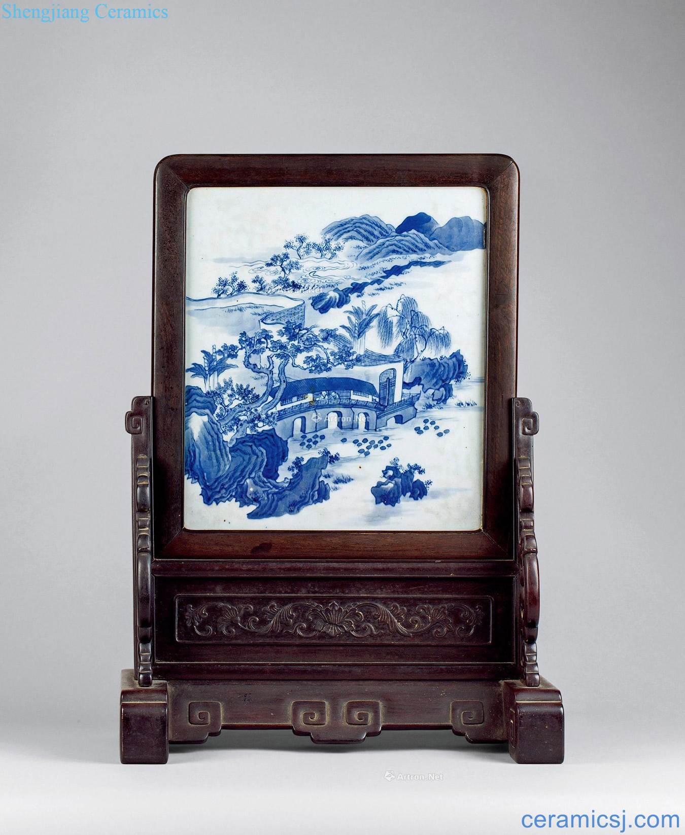 Qing emperor qianlong (1736-1795) blue and white porcelain plate plaque
