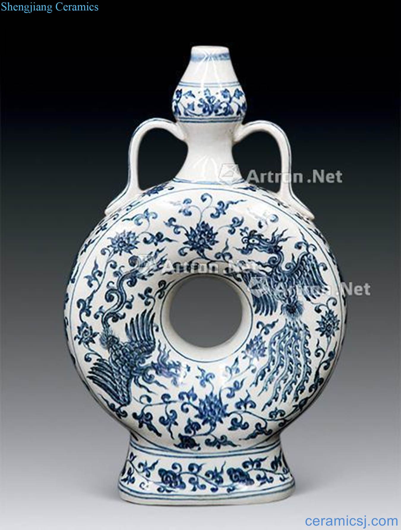 Ming xuande Blue and white grain flat bottles