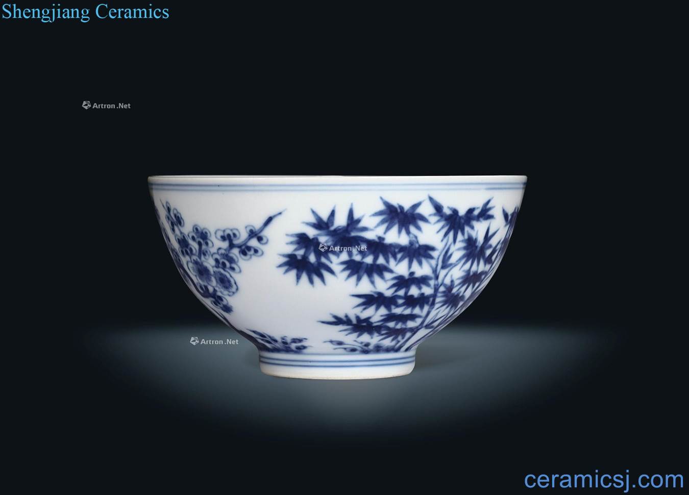 Guangxu qing guanyao Blue and white figure 盌 poetic