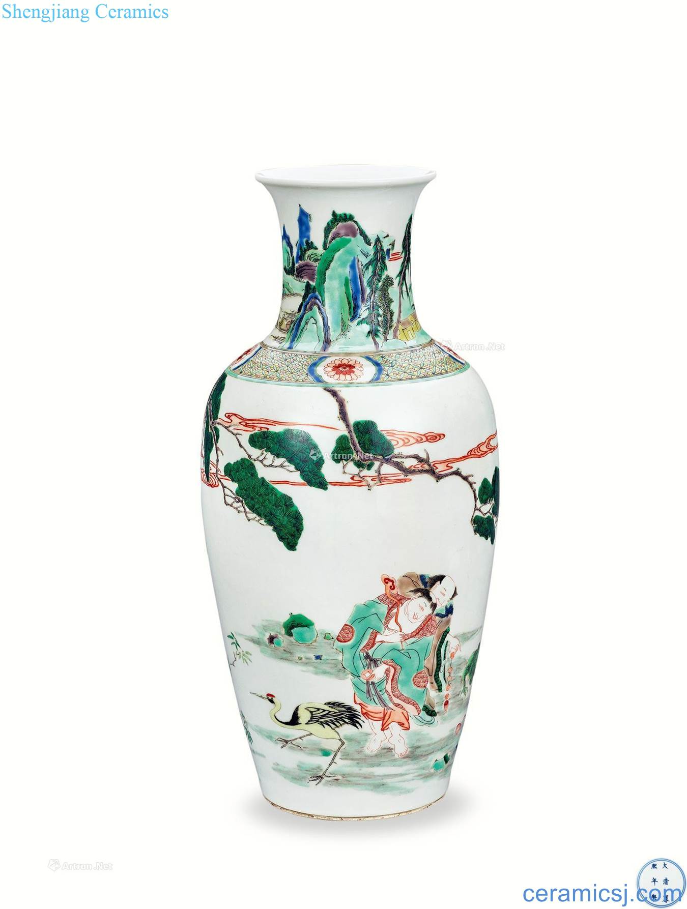 In the qing dynasty Taoist figures grain bottle