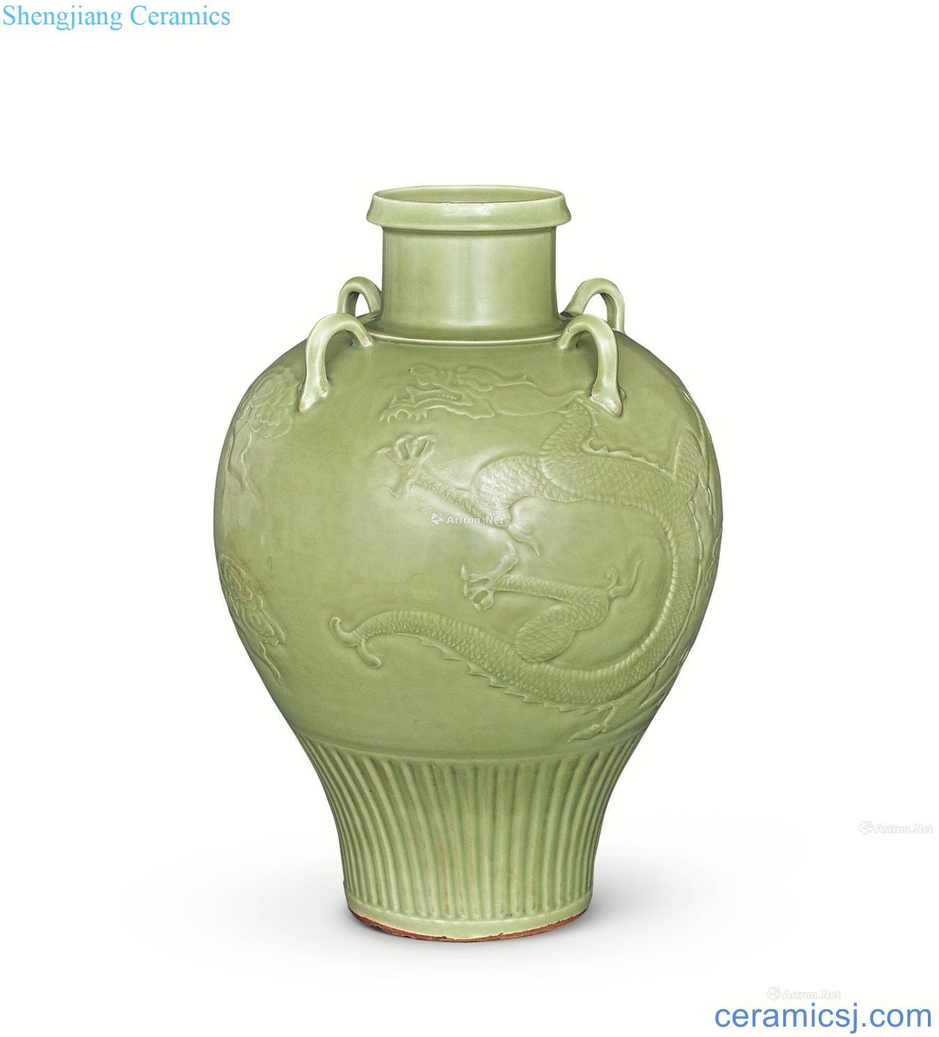 The yuan dynasty Longquan glaze YunLongWen four bottles