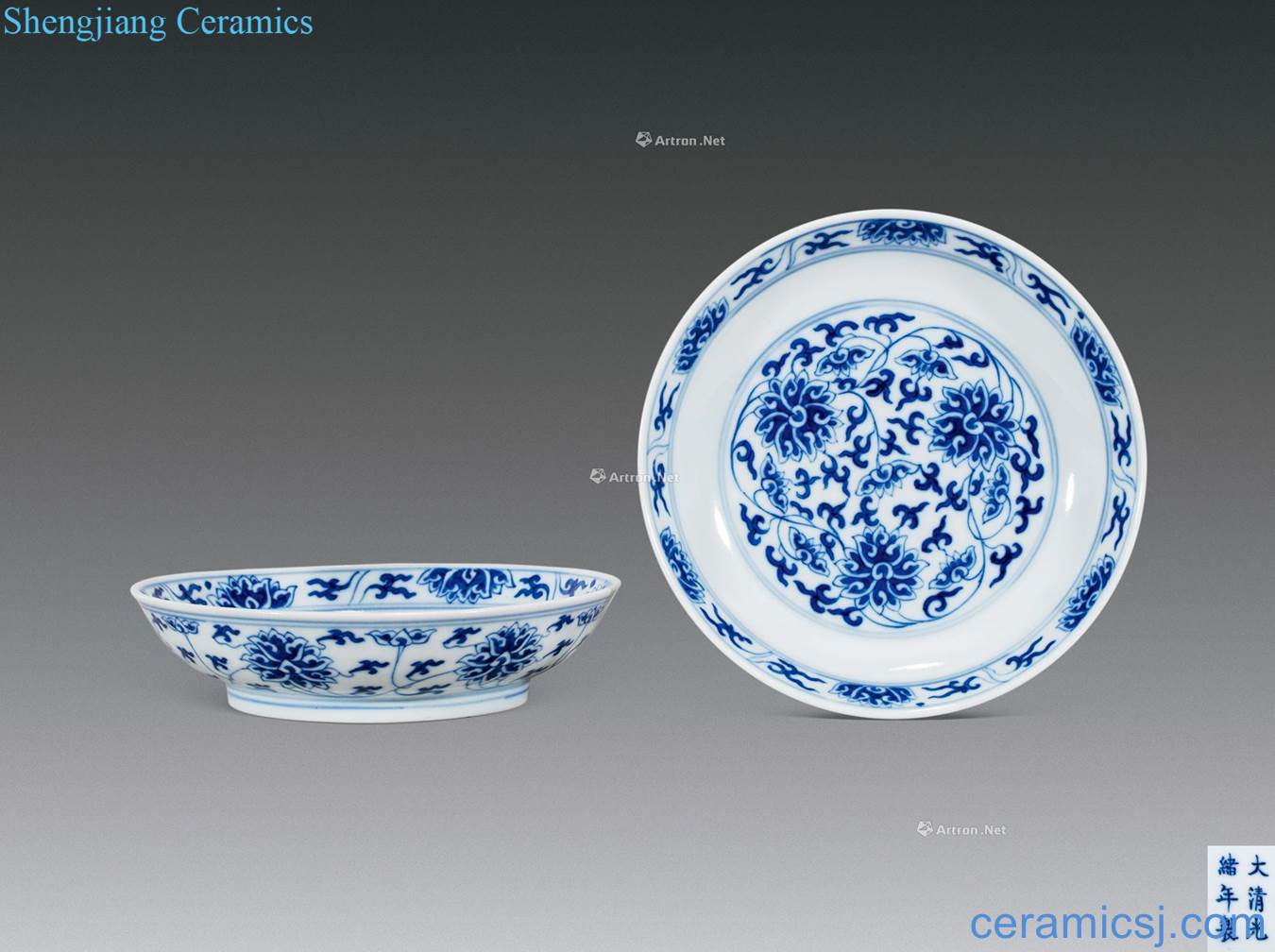 guangxu Blue and white tie up branch pattern plate (a)