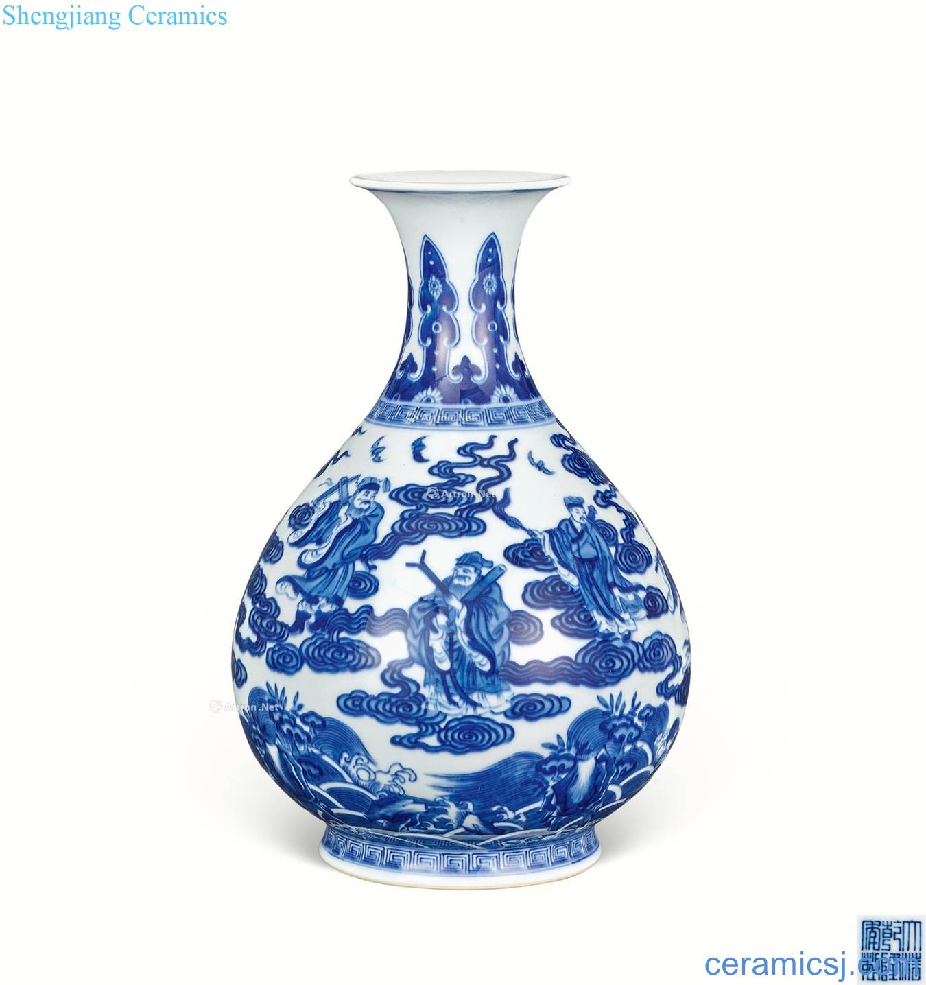 In the qing dynasty Blue and white the eight immortals okho spring bottle