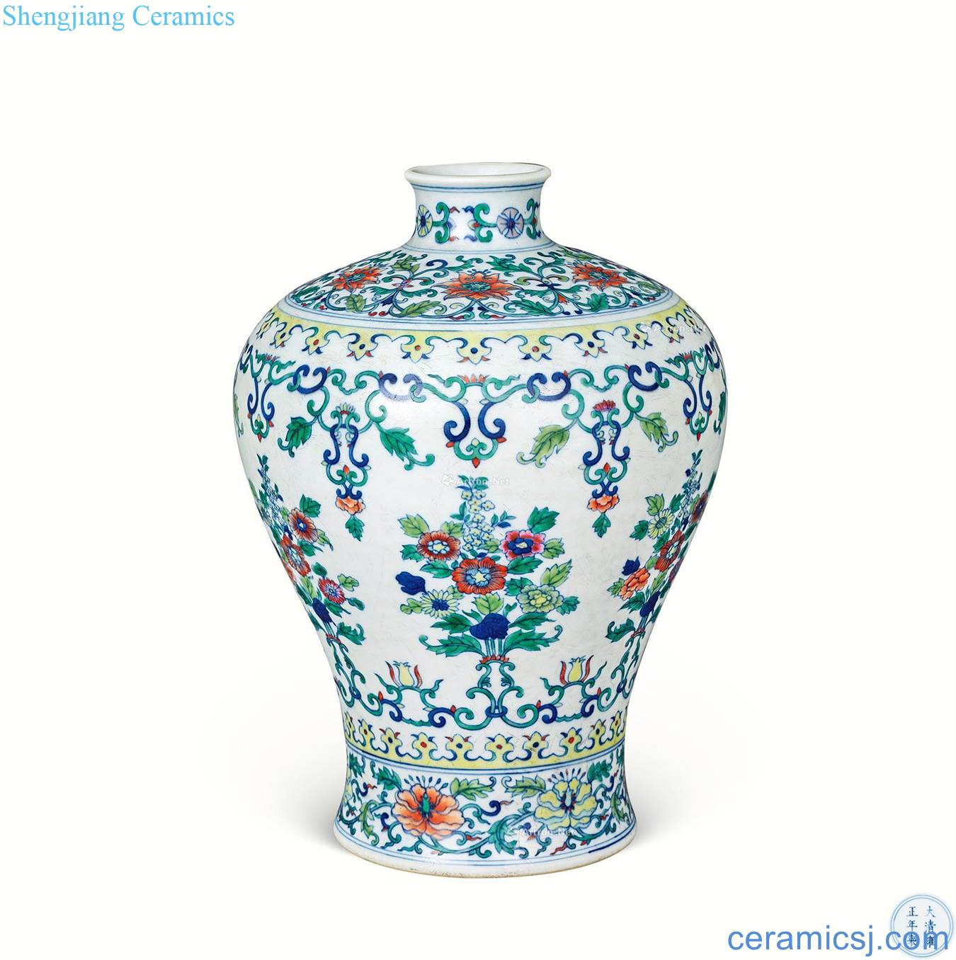 In the qing dynasty dou flower grain mei bottle colors branches