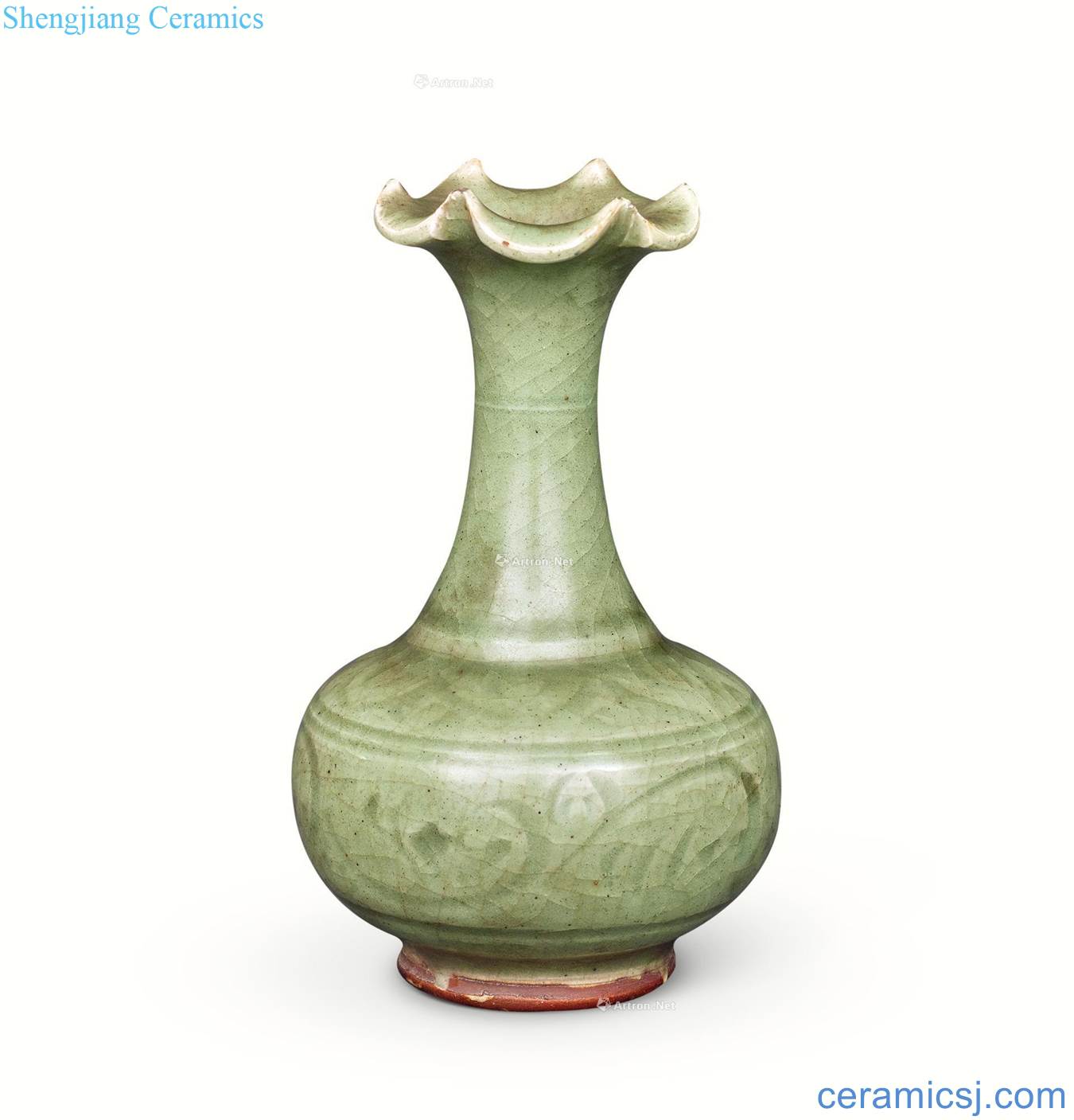 The song dynasty Longquan celadon flower grain bottle