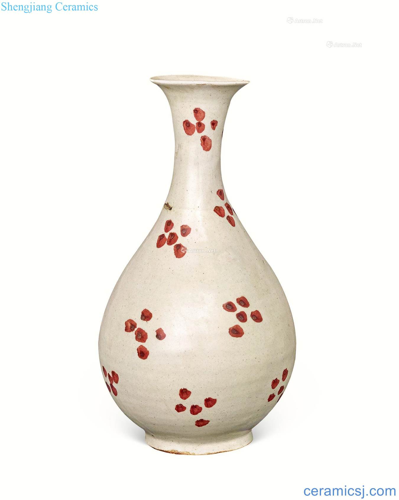 The yuan dynasty White glazed stippling okho spring bottle