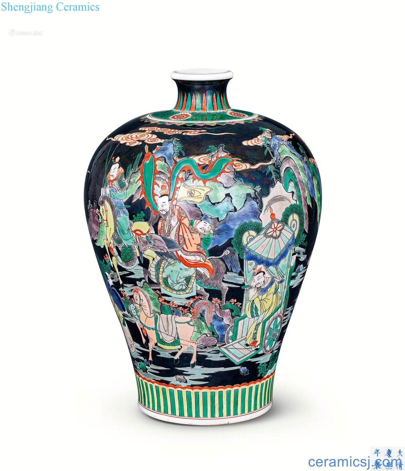 In the qing dynasty black plum bottle colorful story characters