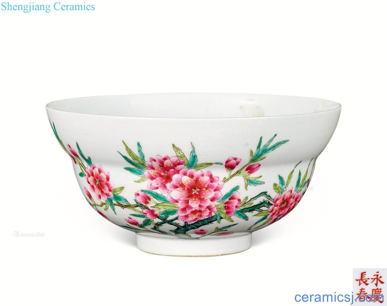 In the qing dynasty pastel flowers green-splashed bowls