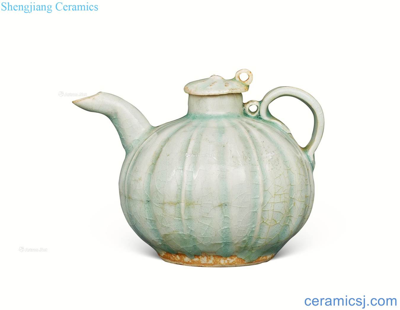 Song dynasty shadow blue glaze melon prismatic ewer