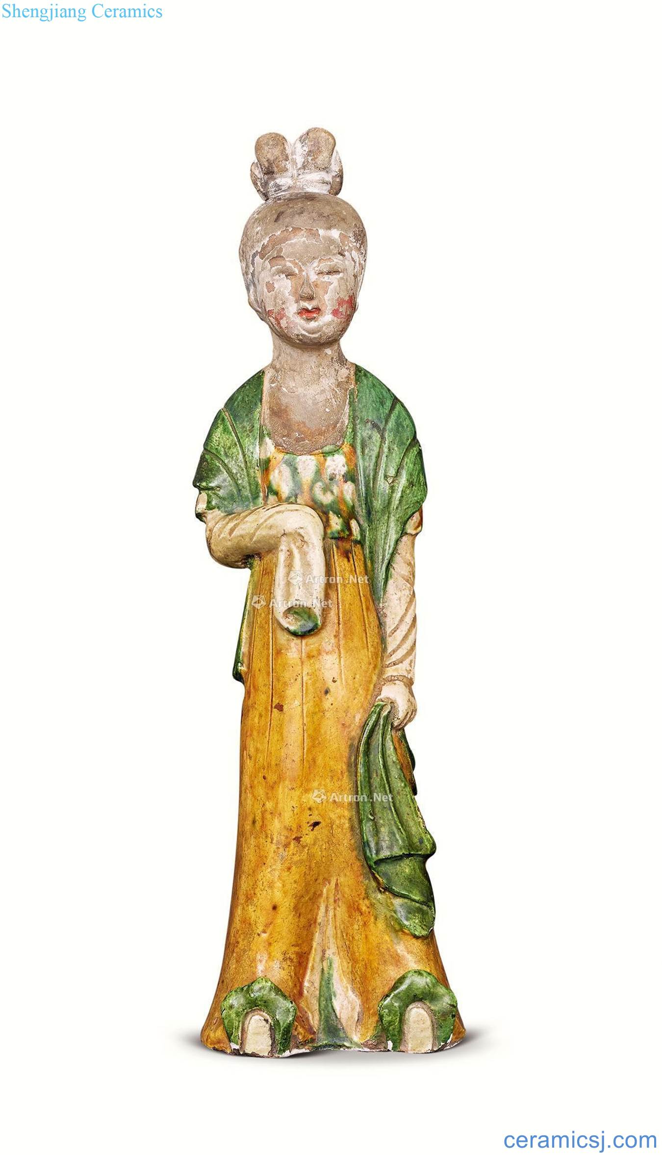 The tang dynasty Tang sancai female figurines