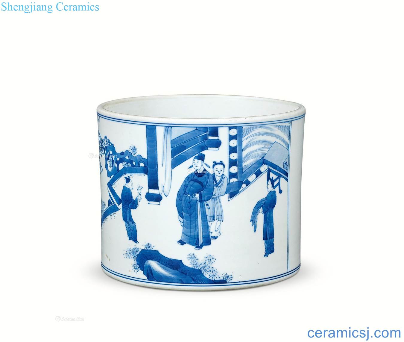 Early qing porcelain brush pot story characters