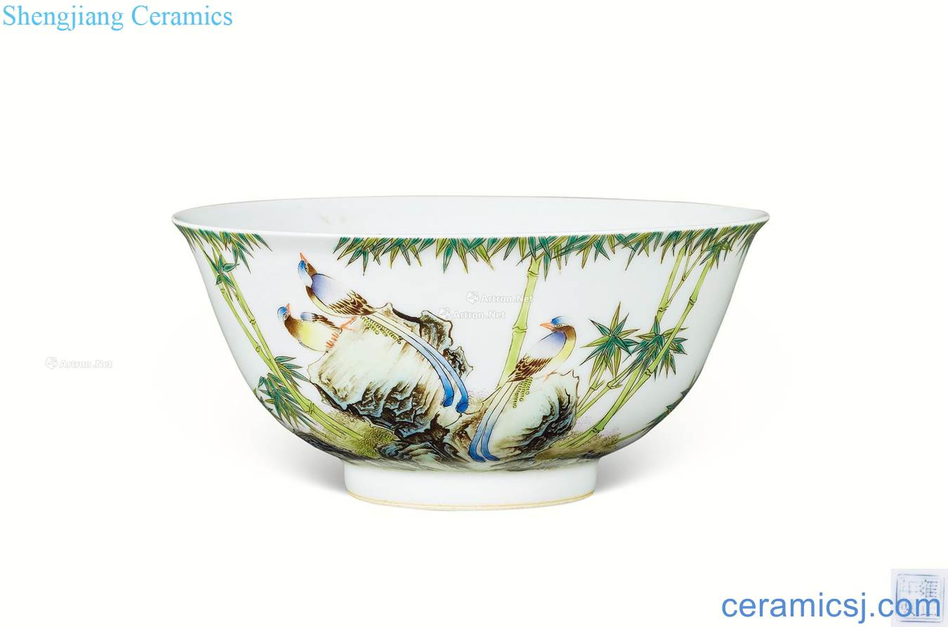 Qing dynasty powder enamel green-splashed bowls