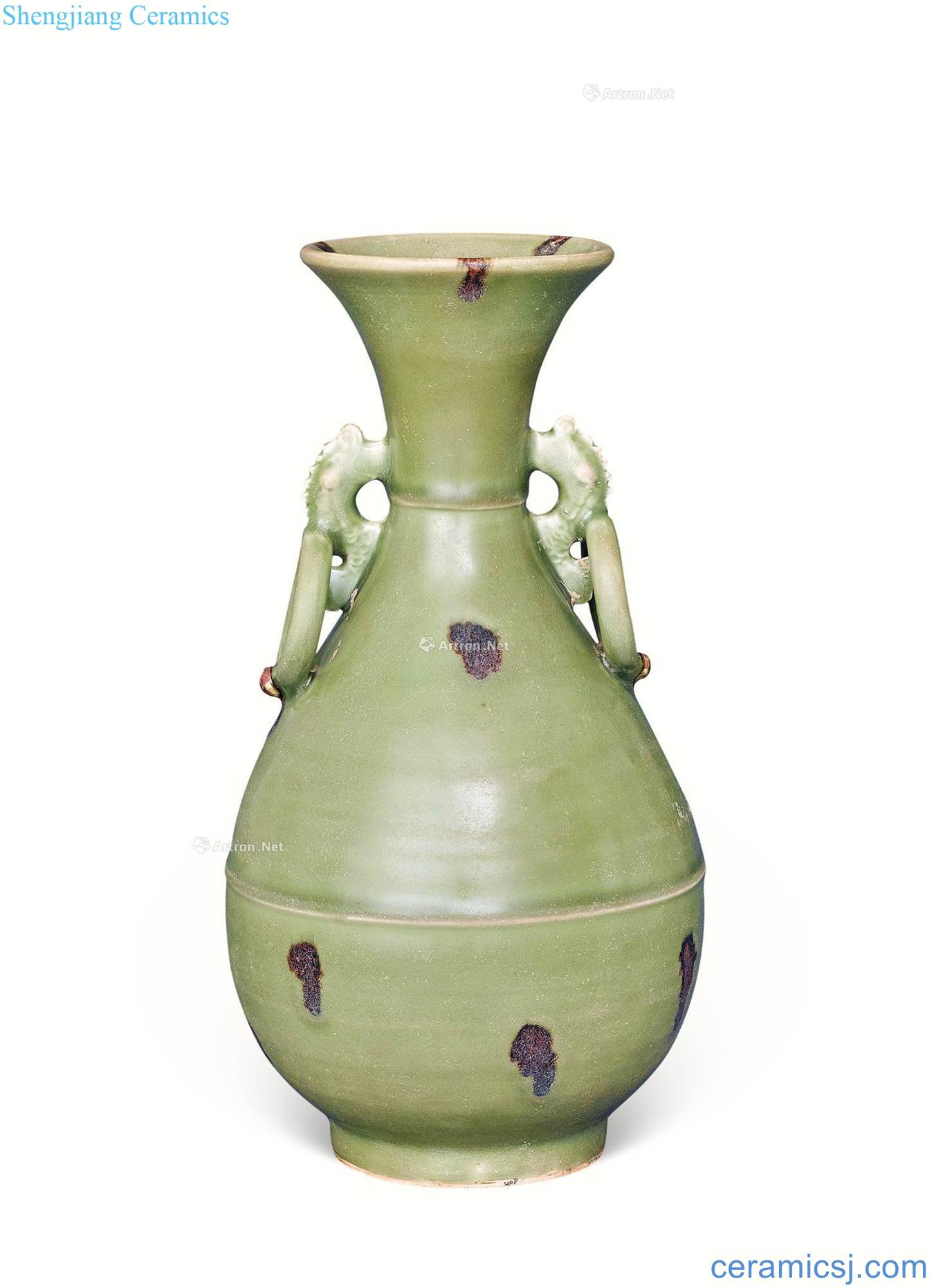 In the Ming dynasty Longquan celadon glaze with the brown color