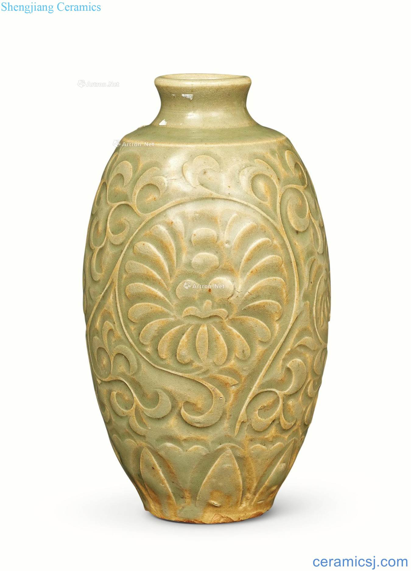 The song dynasty Yao glaze flower grain bottle