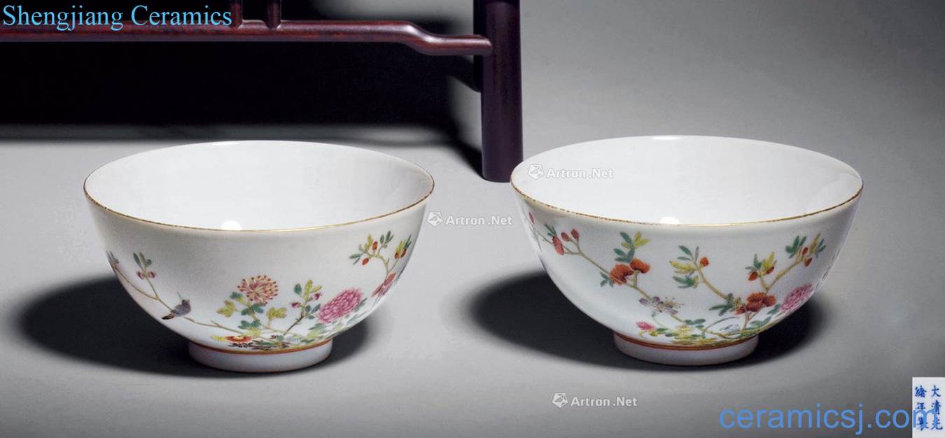 Pastel flowers green-splashed bowls reign of qing emperor guangxu (a)