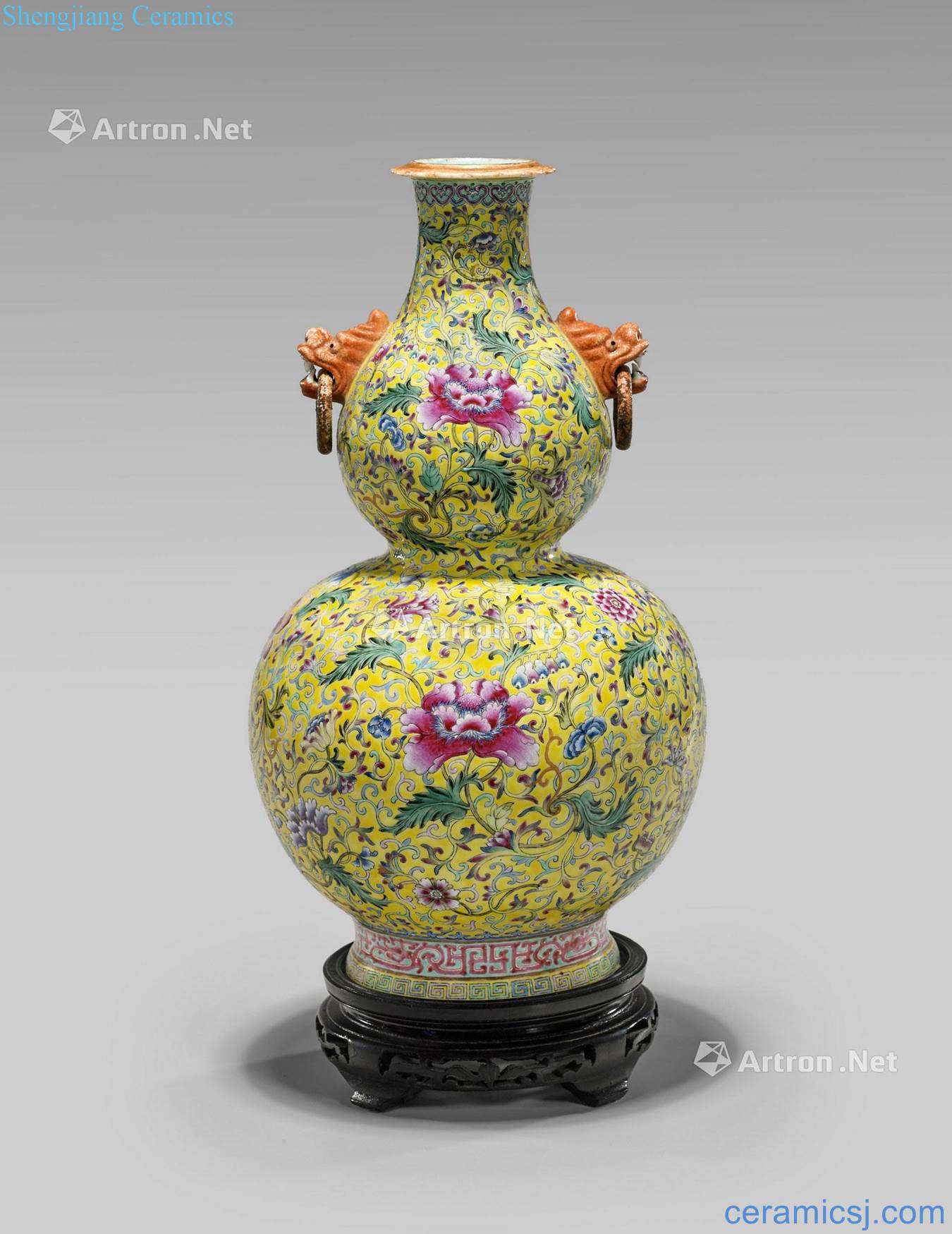 Qianlong style yellow powder enamel enamel porcelain bottle gourd