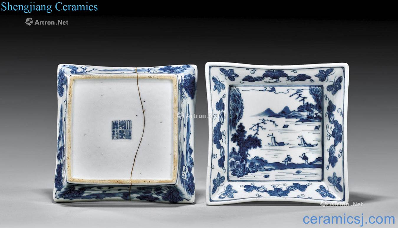 Blue and white porcelain dish of rare antiques jiaqing years A pair of