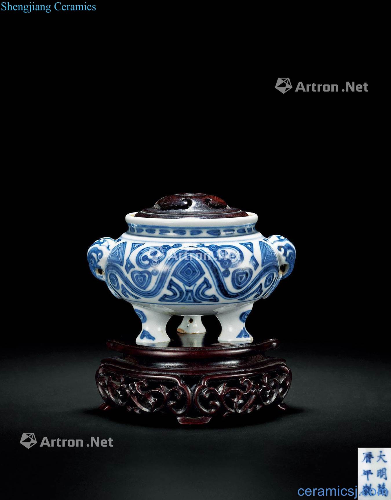 The qing emperor kangxi porcelain gluttonous grain ears furnace with three legs
