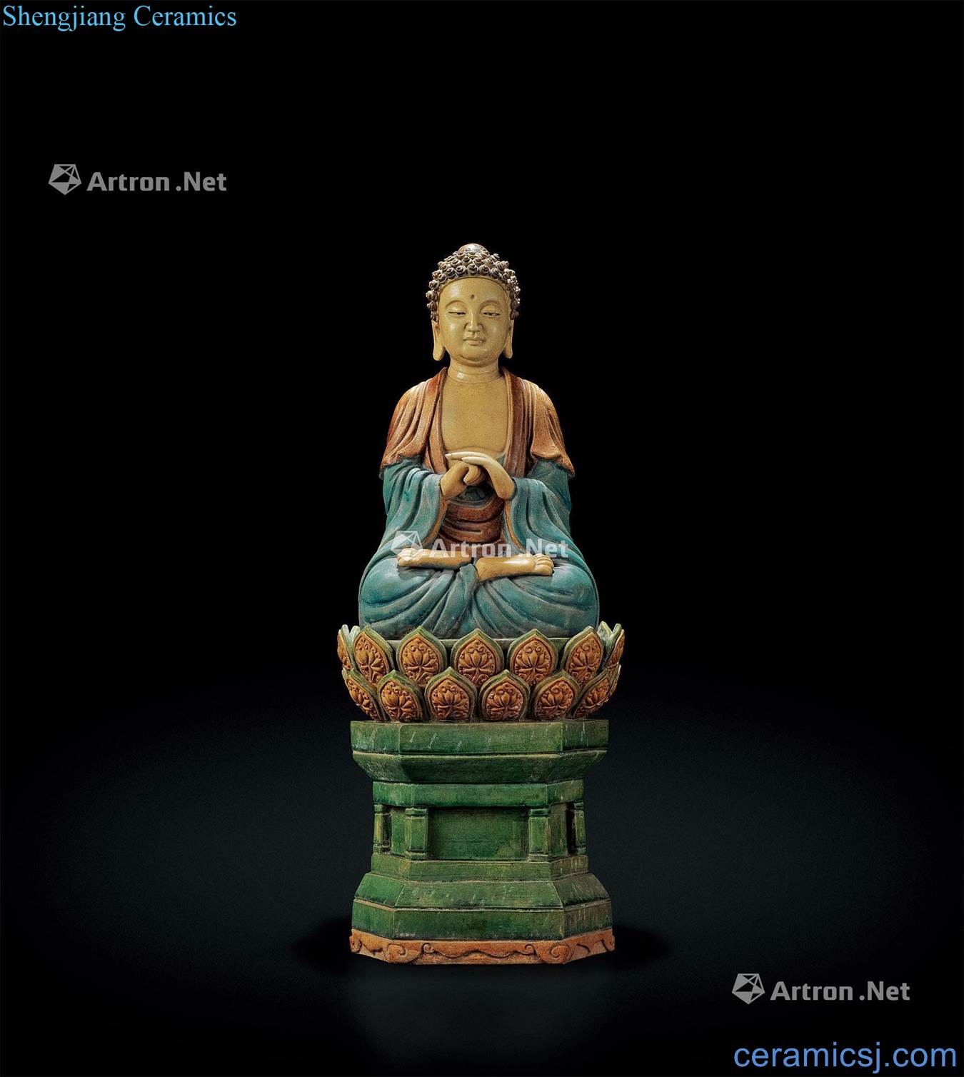 Ming plain tricolour Buddha statue