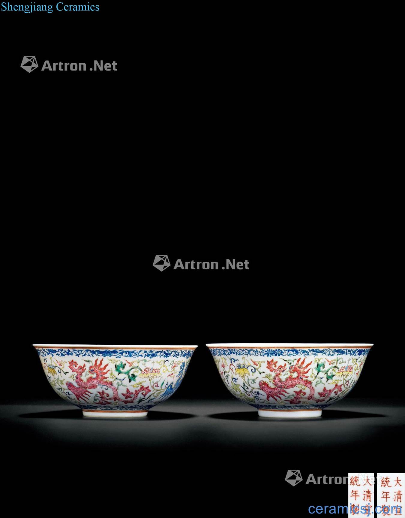 Qing xuantong pastel flowers real talent grain bowl (a)