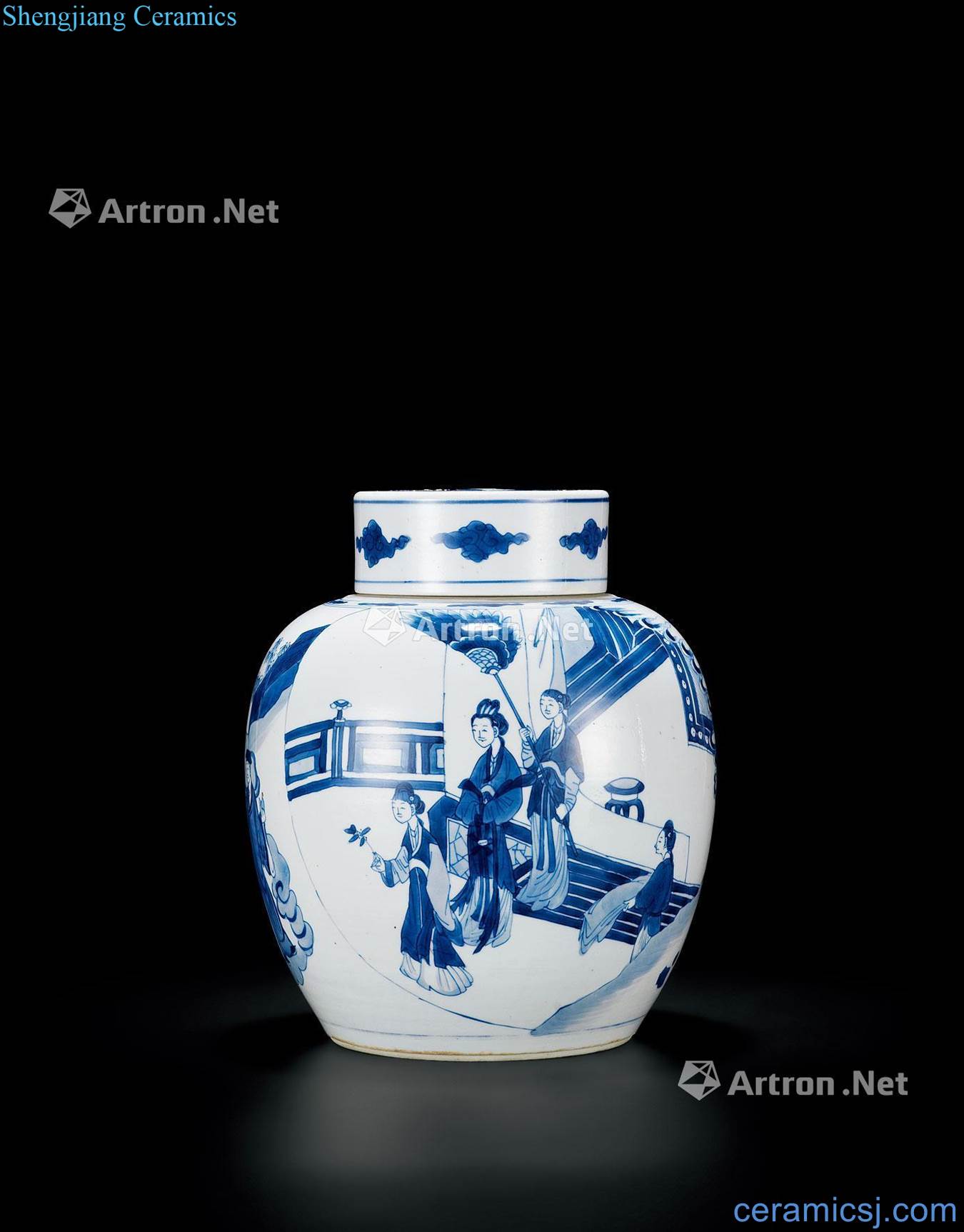 The qing emperor kangxi Blue and white west chamber lines cover tank