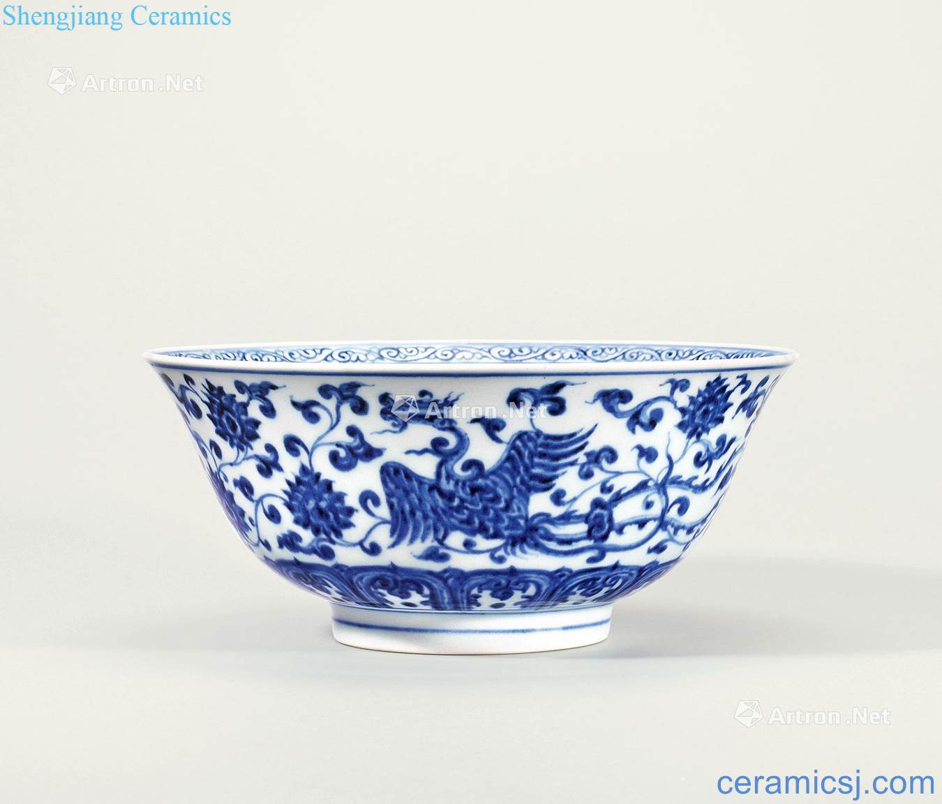 Ming xuande Blue and white bowl of chicken wear floral print palace