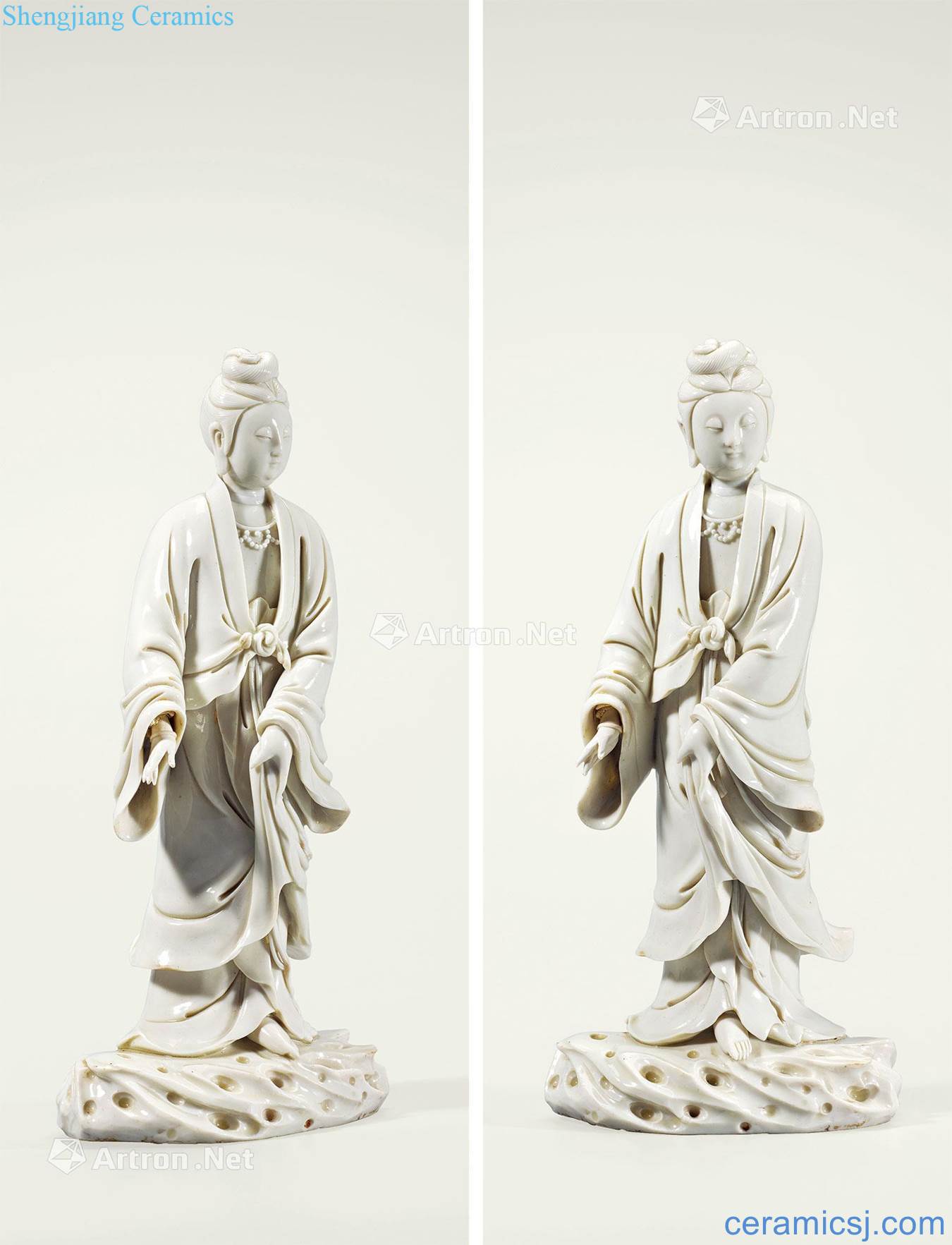 Dehua kiln guanyin stands resemble