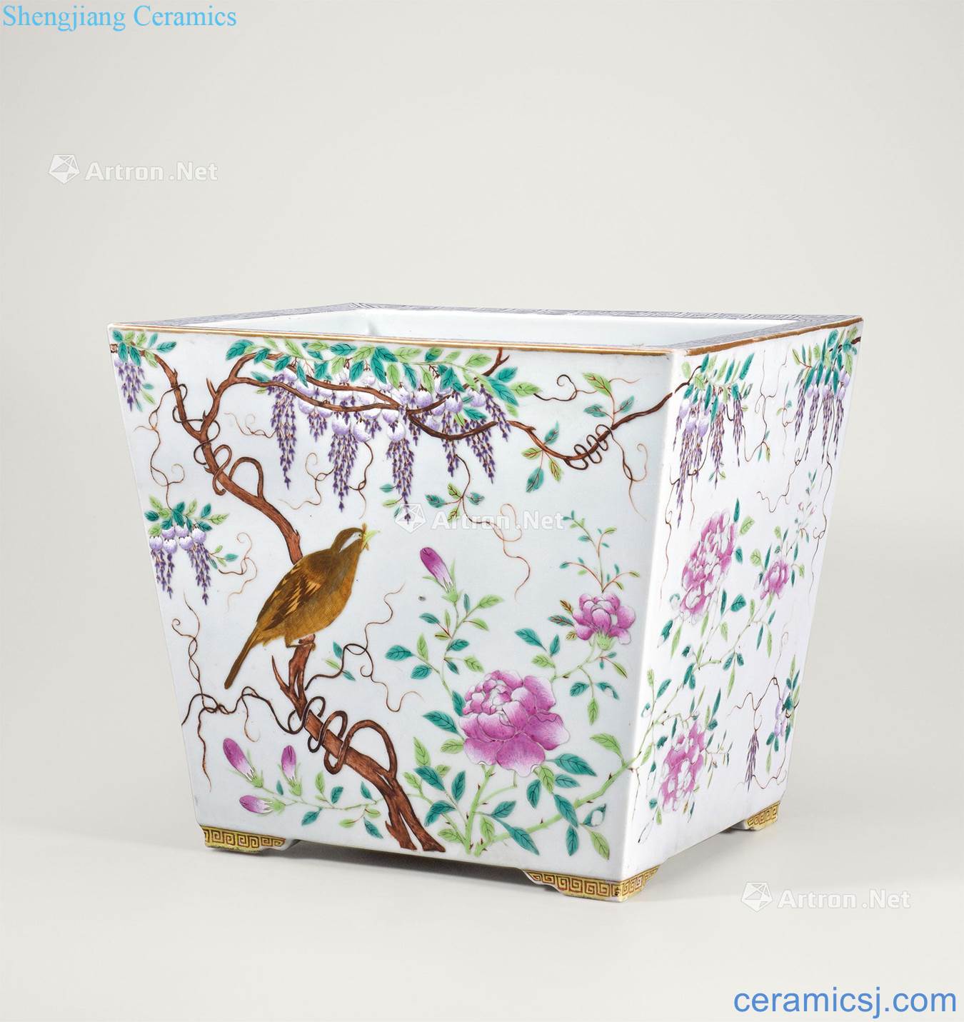 Qing guangxu powder enamel grain oblong flower pot