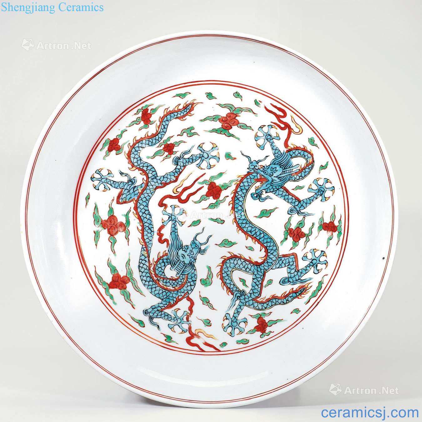 Ming jiajing Five clouds longfeng wear pattern plate