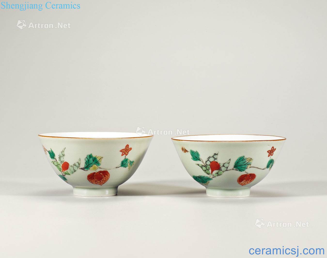 The qing emperor kangxi Holly glaze colorful flowers green-splashed bowls (a)