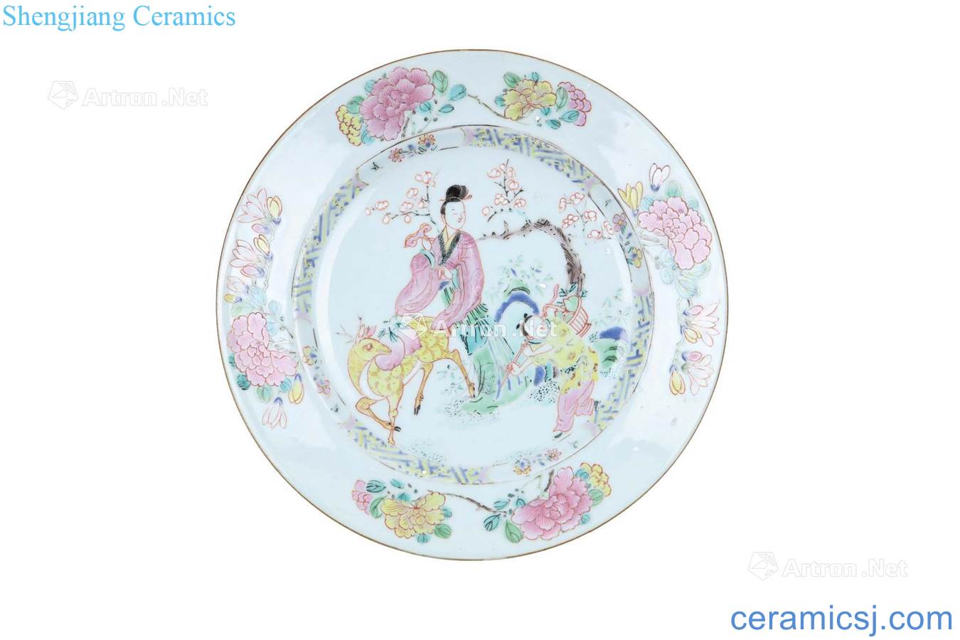 Qing dynasty about 1740 years however, pastel and deer design tray