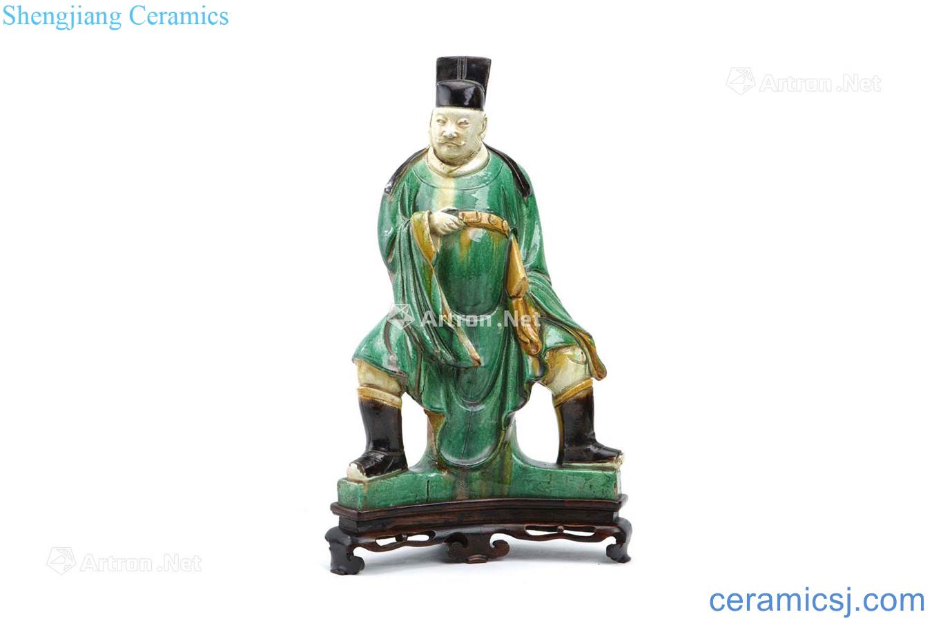 Ming Green glaze civilian's statue