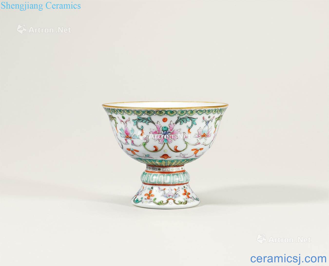 Qing qianlong pastel passionflower grain footed cup