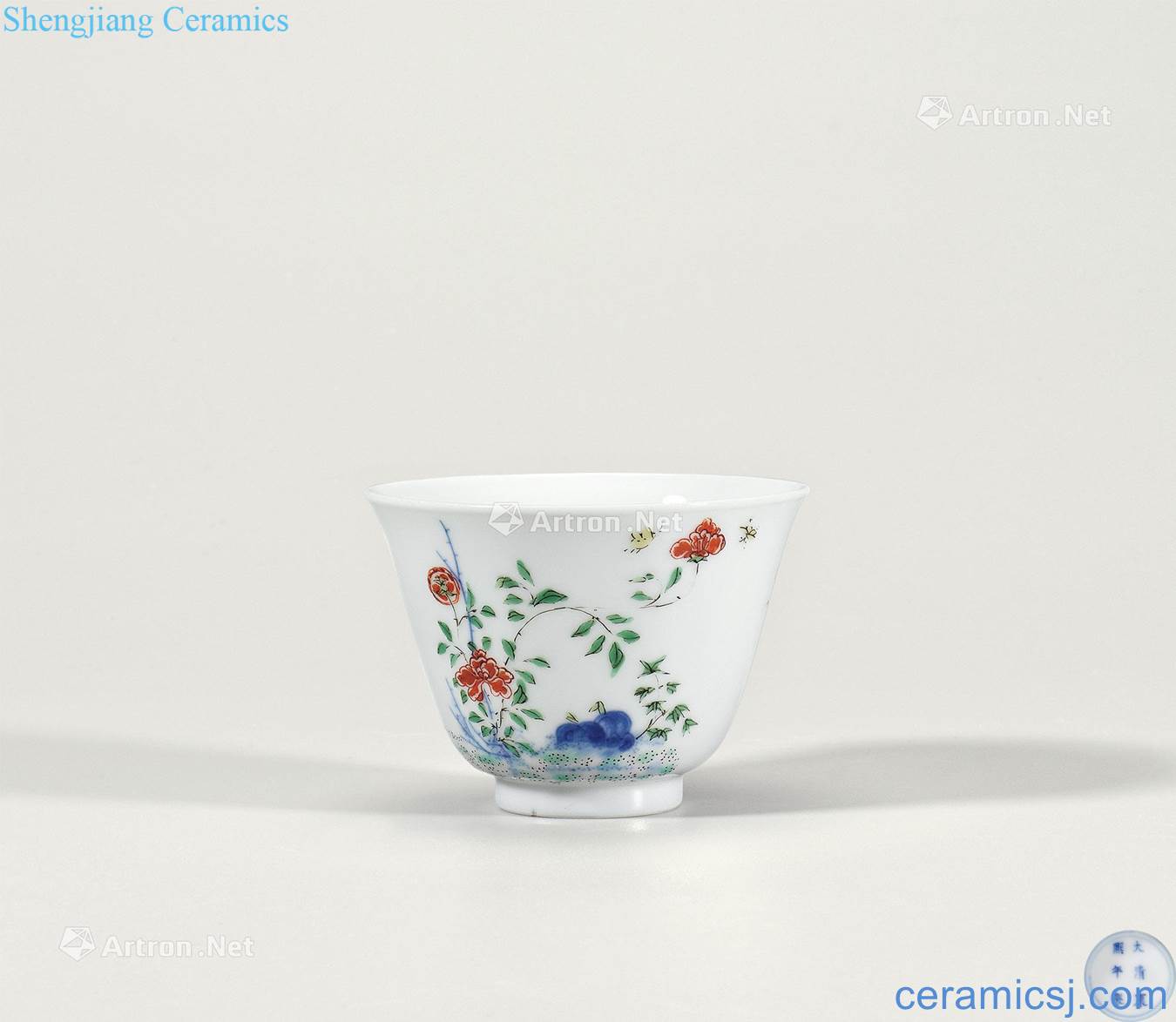 The qing emperor kangxi colorful Chinese rose flora cup