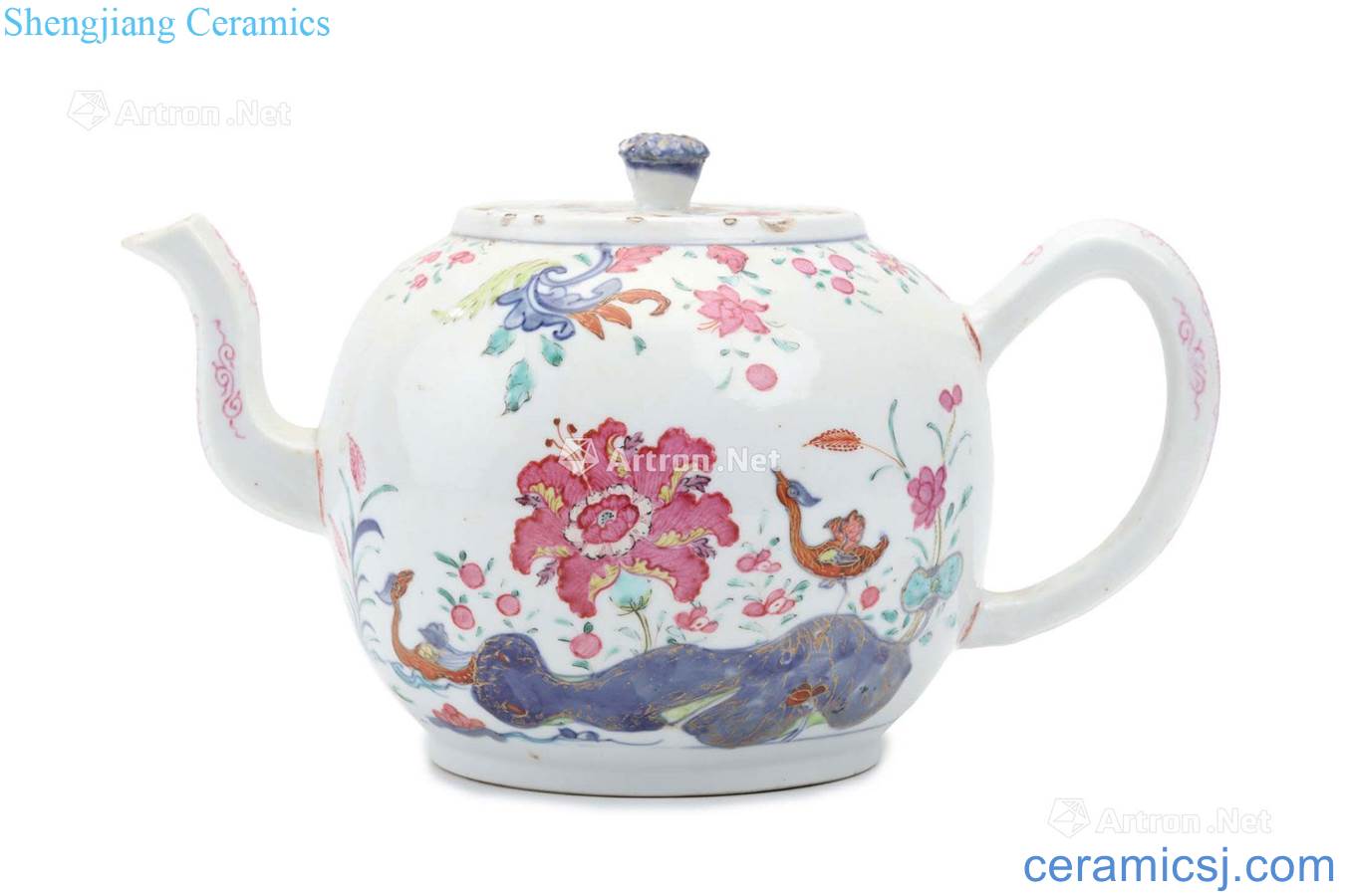 Qing dynasty in the 18th century pastel tobacco lines and cover the teapot