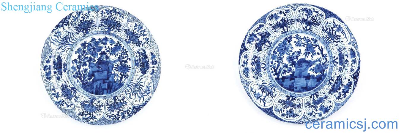 Blue and white pheasant tray of the reign of emperor kangxi (a)