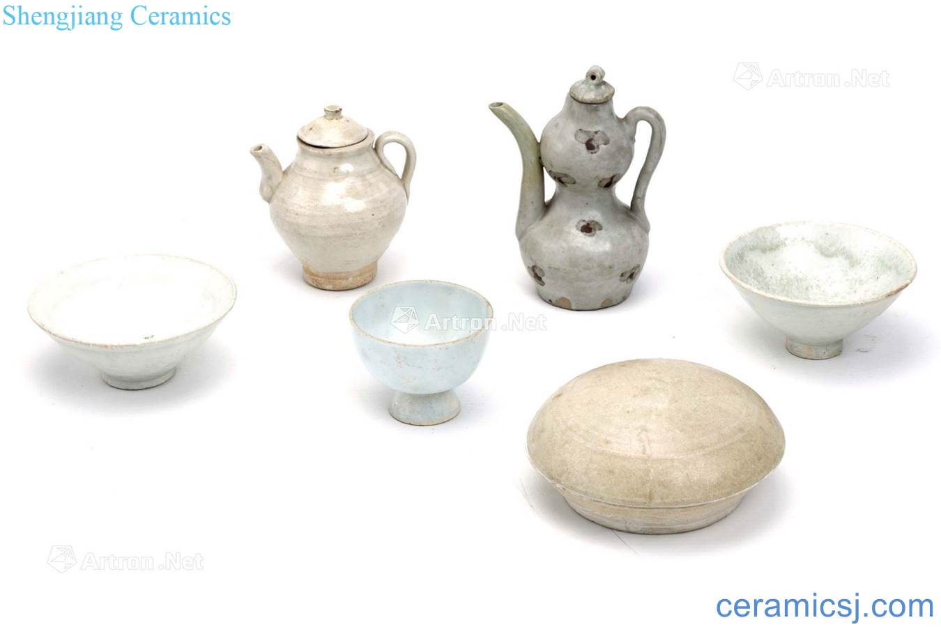 Or after the song dynasty Green white glaze and other six