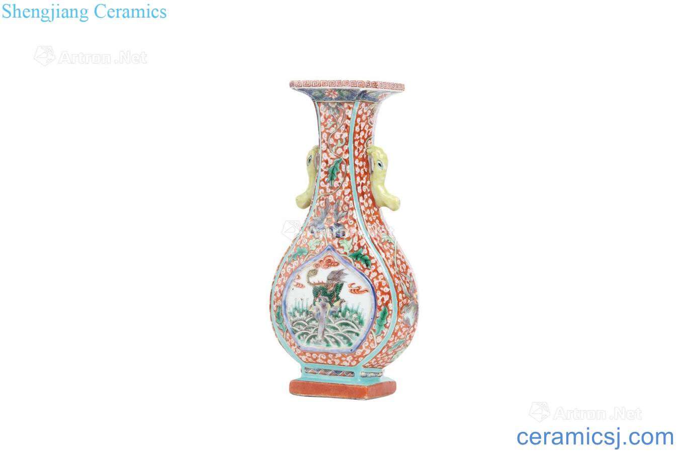 The qing emperor kangxi vase colorful ears too lion pattern