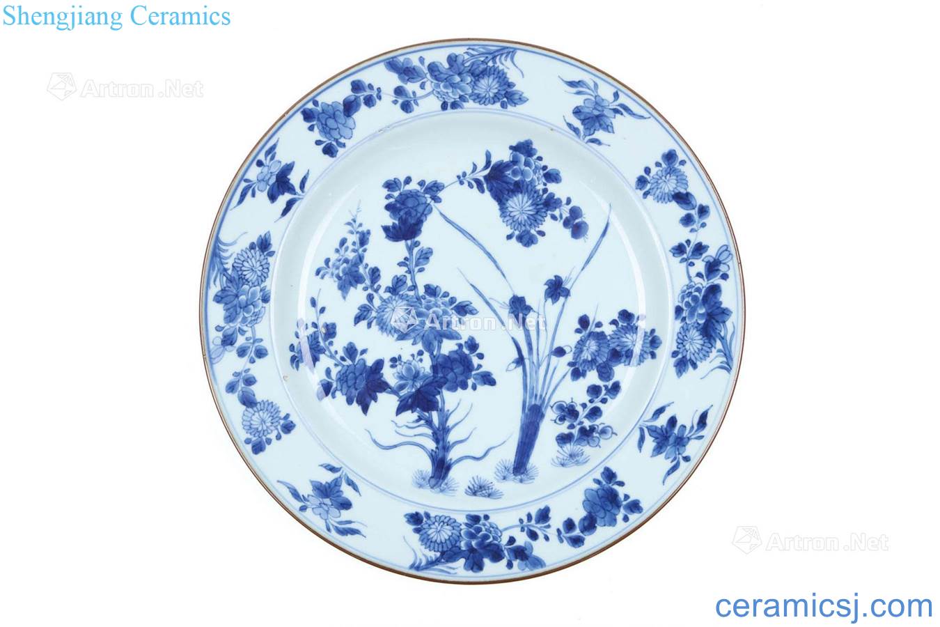 Blue and white flower tray of the reign of emperor kangxi