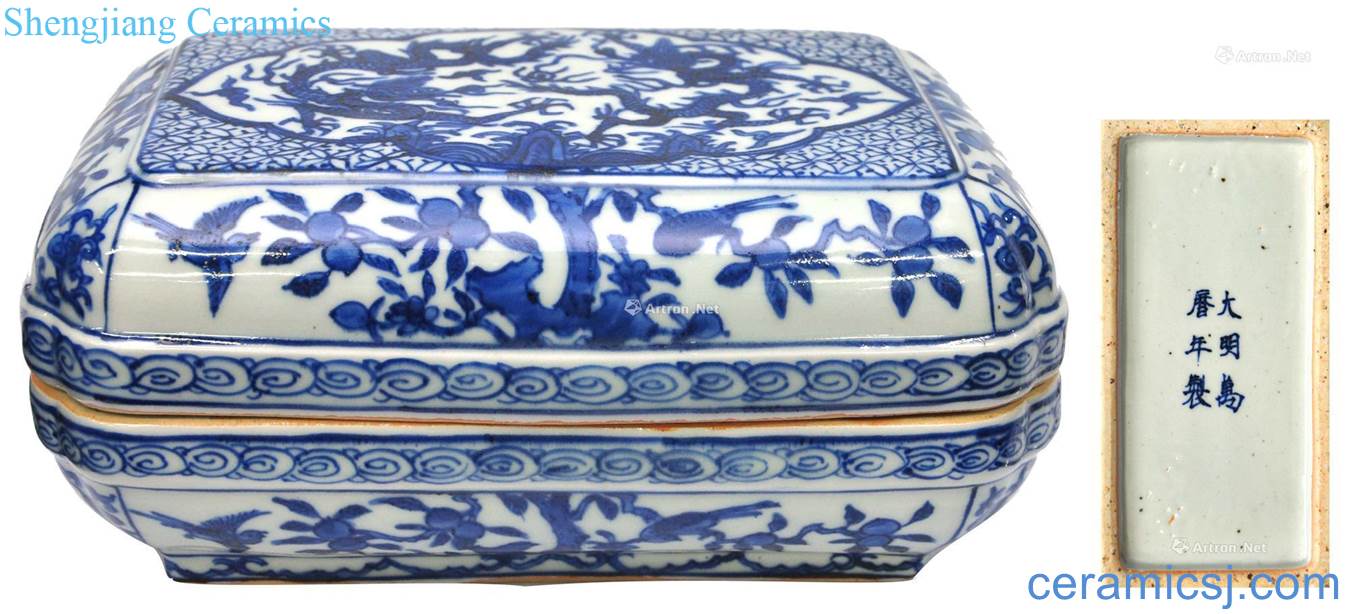 Ming Blue and white dragon long box