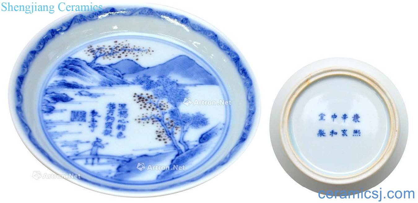 Qing dynasty blue-and-white youligong grain dab of poetry