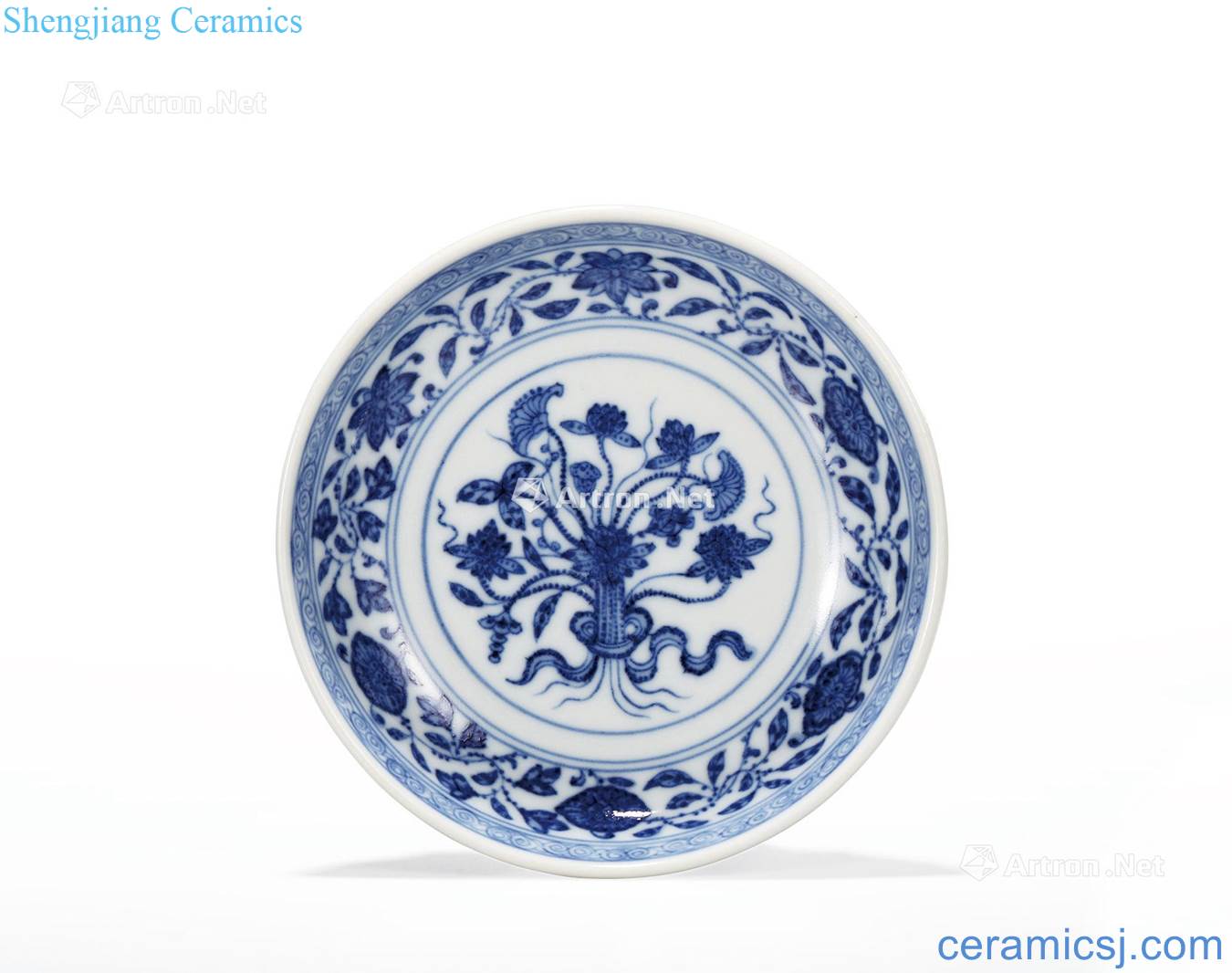Qing daoguang Blue and white lotus grain small dish