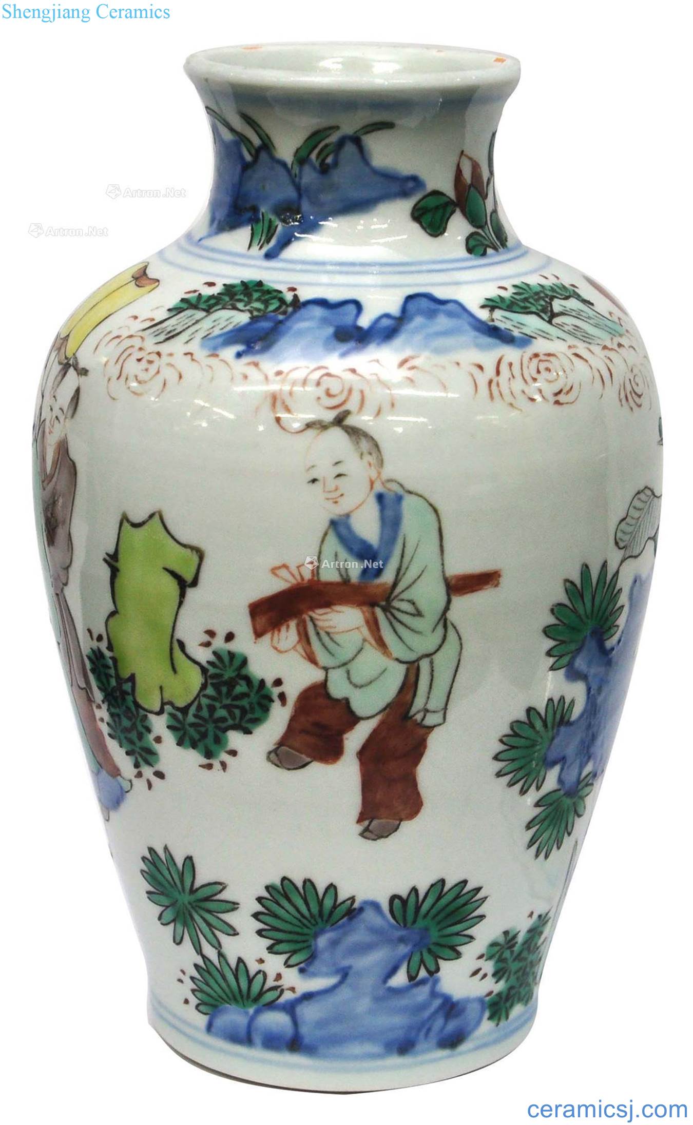 In the early qing mei bottles of colorful characters