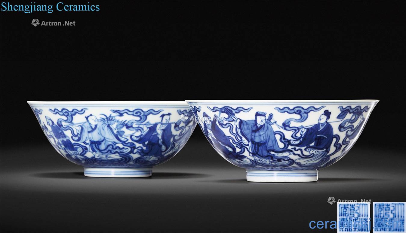 Qing qianlong Blue sea figure bowl (a)