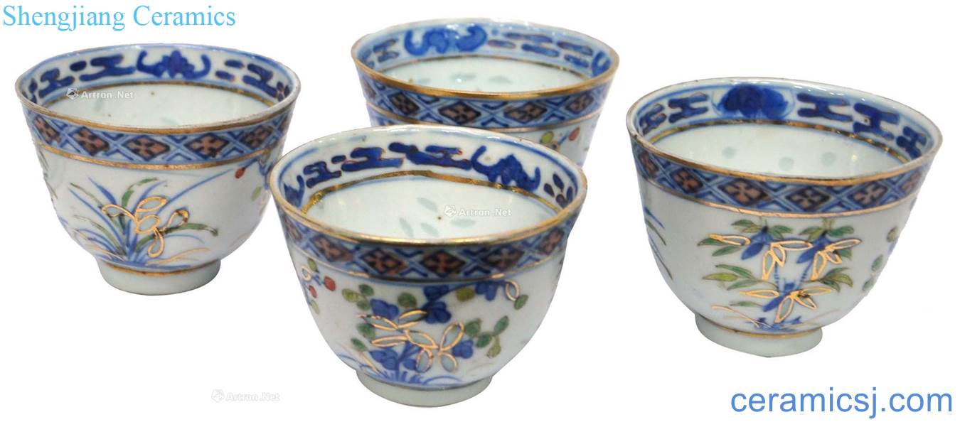 The late qing dynasty to the republic of China, Blue and white enamel paint cup (four)