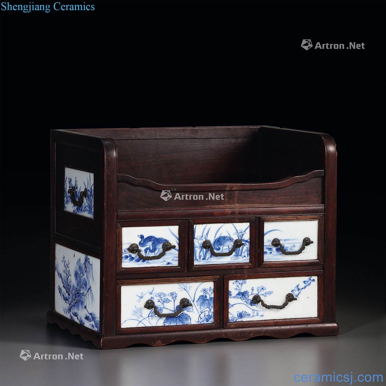 Castle in the early qing annatto embedded blue mountains and songbirds grain porcelain plate locker