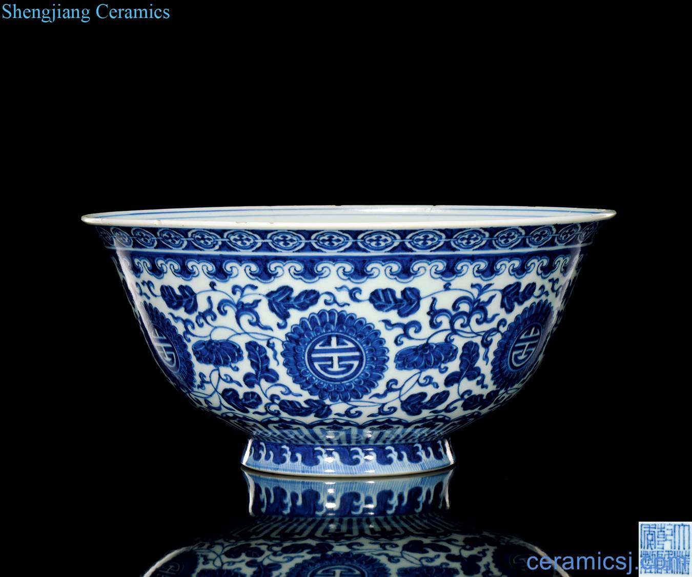 Qing qianlong Blue and white flower green-splashed bowls